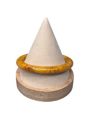 Vintage Yellow Marbled Butterscotch Bakelite Bangle Bracelet 7.75” Tested Retro